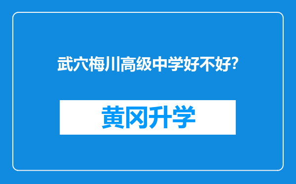 武穴梅川高级中学好不好？