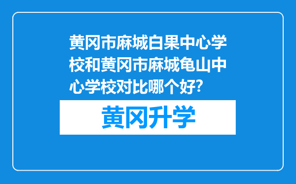 黄冈市麻城白果中心学校和黄冈市麻城龟山中心学校对比哪个好？