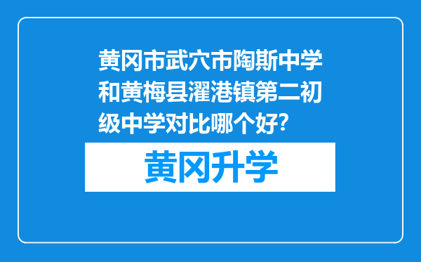 黄冈市武穴市陶斯中学和黄梅县濯港镇第二初级中学对比哪个好？