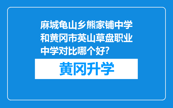 麻城龟山乡熊家铺中学和黄冈市英山草盘职业中学对比哪个好？