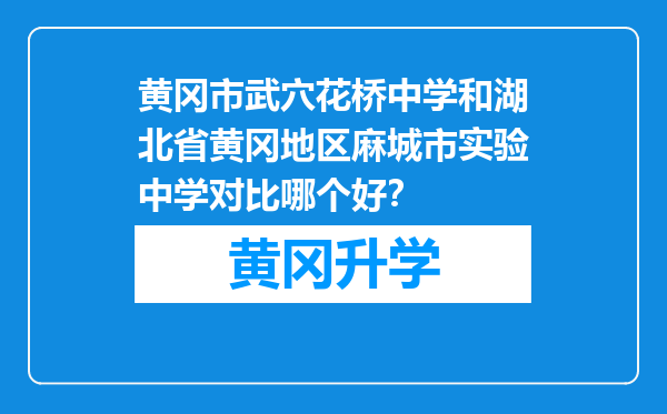 黄冈市武穴花桥中学和湖北省黄冈地区麻城市实验中学对比哪个好？