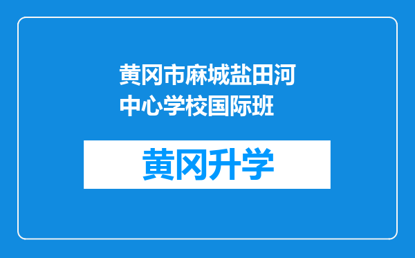 黄冈市麻城盐田河中心学校国际班