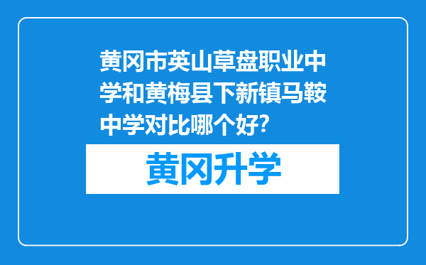 黄冈市英山草盘职业中学和黄梅县下新镇马鞍中学对比哪个好？