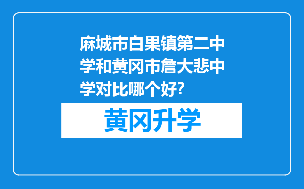 麻城市白果镇第二中学和黄冈市詹大悲中学对比哪个好？