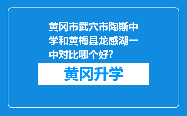 黄冈市武穴市陶斯中学和黄梅县龙感湖一中对比哪个好？