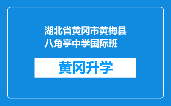 湖北省黄冈市黄梅县八角亭中学国际班