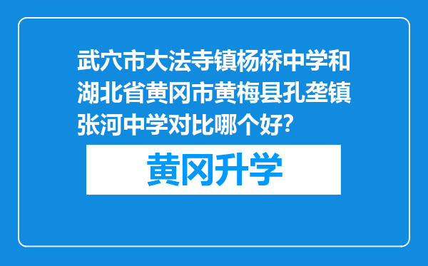 武穴市大法寺镇杨桥中学和湖北省黄冈市黄梅县孔垄镇张河中学对比哪个好？