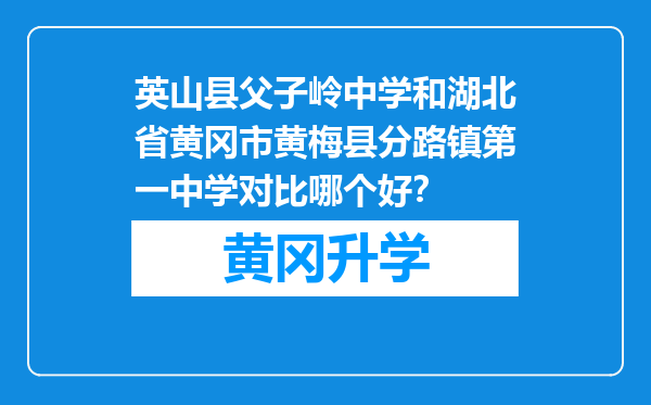 英山县父子岭中学和湖北省黄冈市黄梅县分路镇第一中学对比哪个好？