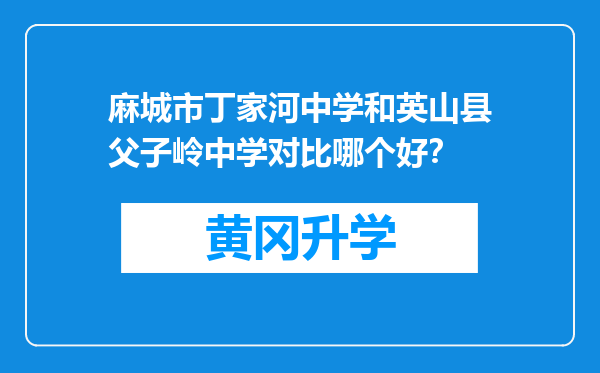 麻城市丁家河中学和英山县父子岭中学对比哪个好？