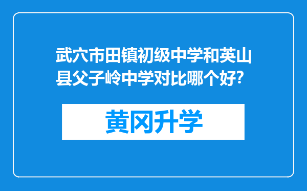 武穴市田镇初级中学和英山县父子岭中学对比哪个好？