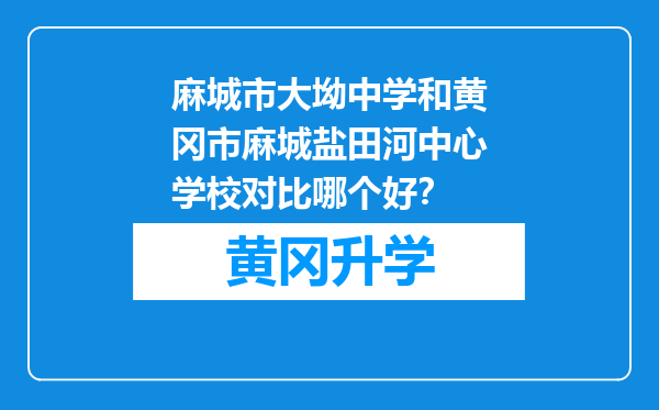 麻城市大坳中学和黄冈市麻城盐田河中心学校对比哪个好？