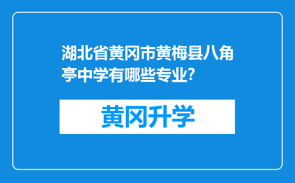 湖北省黄冈市黄梅县八角亭中学有哪些专业？