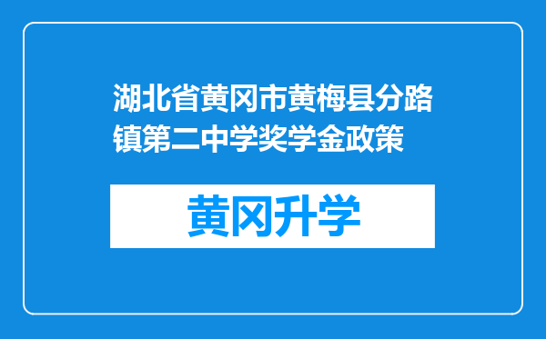 湖北省黄冈市黄梅县分路镇第二中学奖学金政策