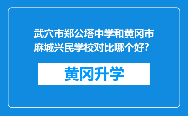 武穴市郑公塔中学和黄冈市麻城兴民学校对比哪个好？