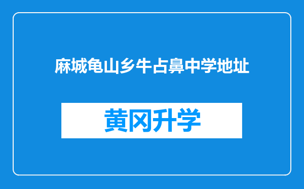 麻城龟山乡牛占鼻中学地址