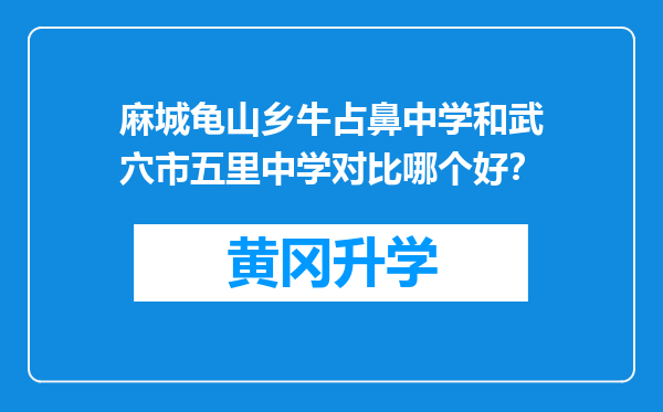 麻城龟山乡牛占鼻中学和武穴市五里中学对比哪个好？