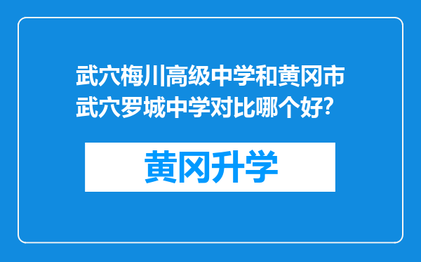 武穴梅川高级中学和黄冈市武穴罗城中学对比哪个好？