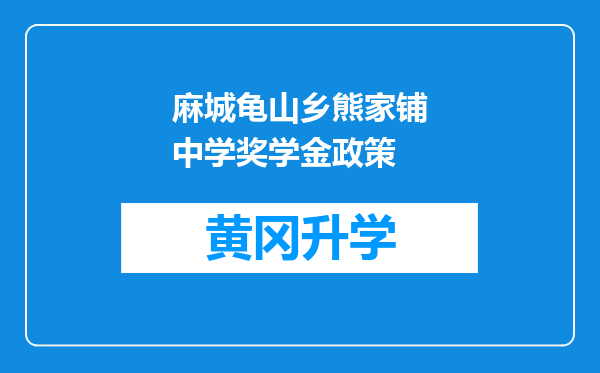 麻城龟山乡熊家铺中学奖学金政策