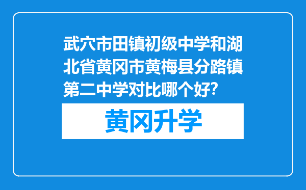 武穴市田镇初级中学和湖北省黄冈市黄梅县分路镇第二中学对比哪个好？