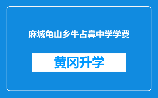 麻城龟山乡牛占鼻中学学费