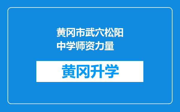 黄冈市武穴松阳中学师资力量