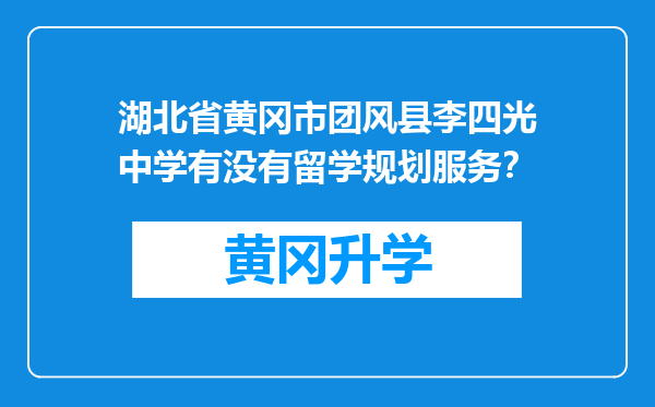 湖北省黄冈市团风县李四光中学有没有留学规划服务？