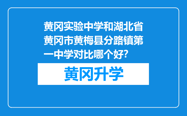 黄冈实验中学和湖北省黄冈市黄梅县分路镇第一中学对比哪个好？