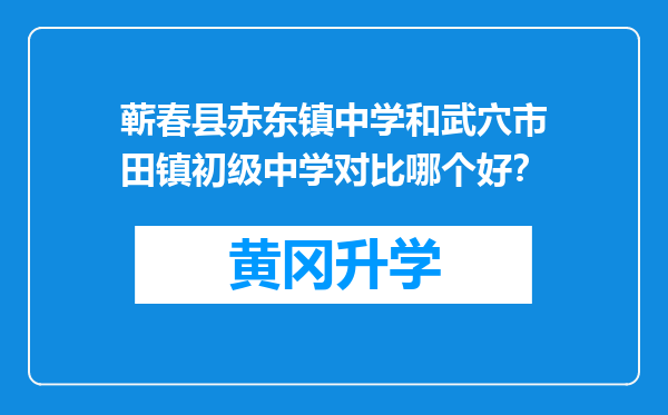 蕲春县赤东镇中学和武穴市田镇初级中学对比哪个好？