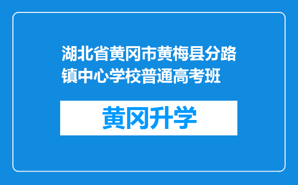 湖北省黄冈市黄梅县分路镇中心学校普通高考班