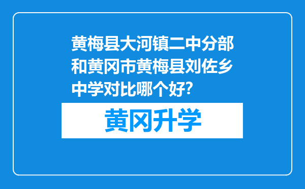 黄梅县大河镇二中分部和黄冈市黄梅县刘佐乡中学对比哪个好？