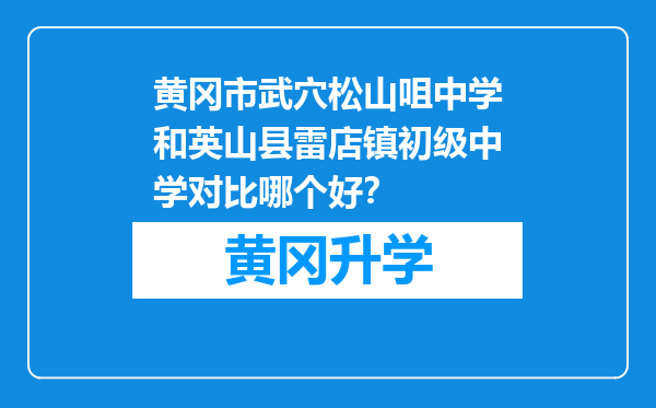 黄冈市武穴松山咀中学和英山县雷店镇初级中学对比哪个好？