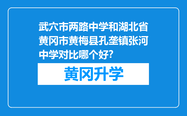 武穴市两路中学和湖北省黄冈市黄梅县孔垄镇张河中学对比哪个好？