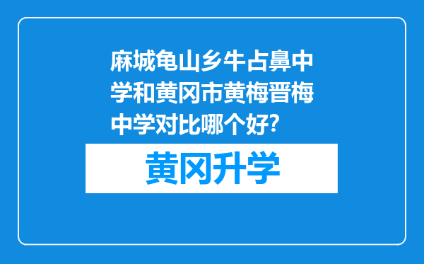 麻城龟山乡牛占鼻中学和黄冈市黄梅晋梅中学对比哪个好？