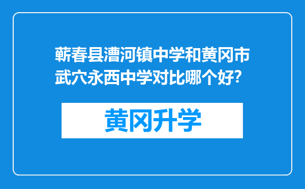 蕲春县漕河镇中学和黄冈市武穴永西中学对比哪个好？