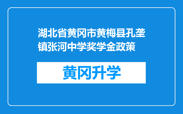 湖北省黄冈市黄梅县孔垄镇张河中学奖学金政策