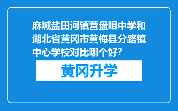 麻城盐田河镇营盘咀中学和湖北省黄冈市黄梅县分路镇中心学校对比哪个好？