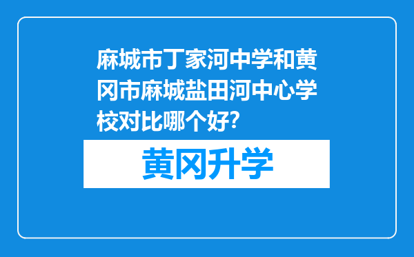 麻城市丁家河中学和黄冈市麻城盐田河中心学校对比哪个好？