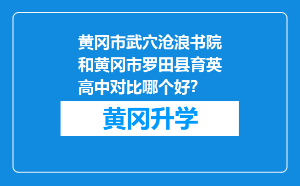 黄冈市武穴沧浪书院和黄冈市罗田县育英高中对比哪个好？