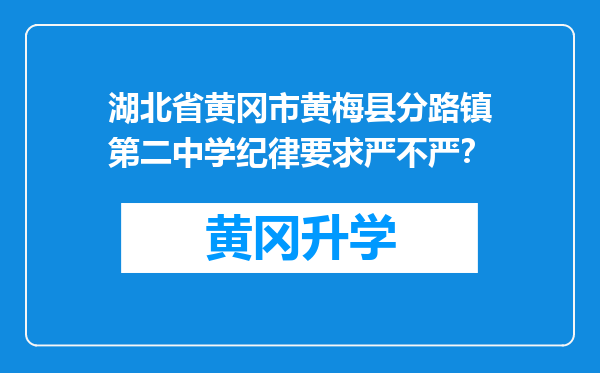 湖北省黄冈市黄梅县分路镇第二中学纪律要求严不严？