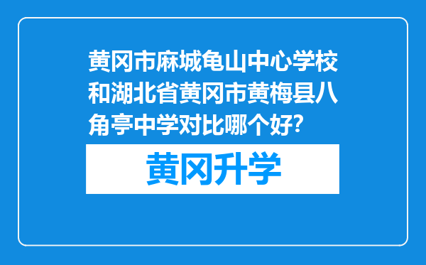 黄冈市麻城龟山中心学校和湖北省黄冈市黄梅县八角亭中学对比哪个好？