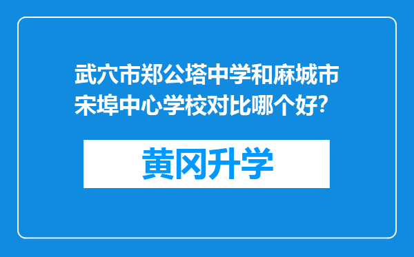 武穴市郑公塔中学和麻城市宋埠中心学校对比哪个好？