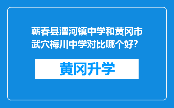 蕲春县漕河镇中学和黄冈市武穴梅川中学对比哪个好？