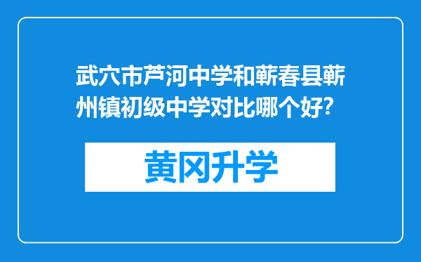 武穴市芦河中学和蕲春县蕲州镇初级中学对比哪个好？