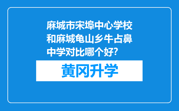 麻城市宋埠中心学校和麻城龟山乡牛占鼻中学对比哪个好？