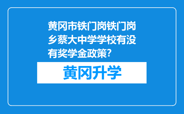 黄冈市铁门岗铁门岗乡蔡大中学学校有没有奖学金政策？