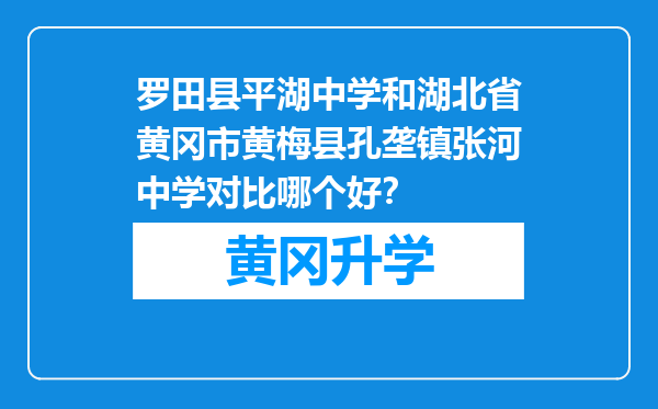 罗田县平湖中学和湖北省黄冈市黄梅县孔垄镇张河中学对比哪个好？