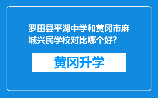 罗田县平湖中学和黄冈市麻城兴民学校对比哪个好？