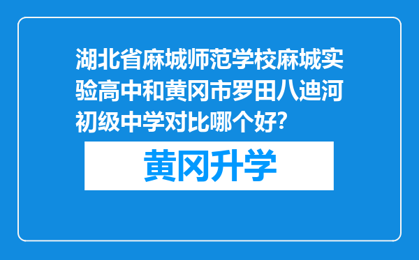 湖北省麻城师范学校麻城实验高中和黄冈市罗田八迪河初级中学对比哪个好？