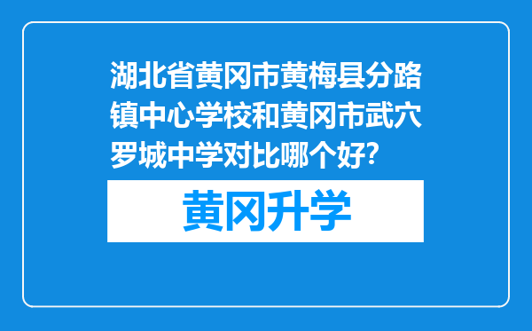 湖北省黄冈市黄梅县分路镇中心学校和黄冈市武穴罗城中学对比哪个好？