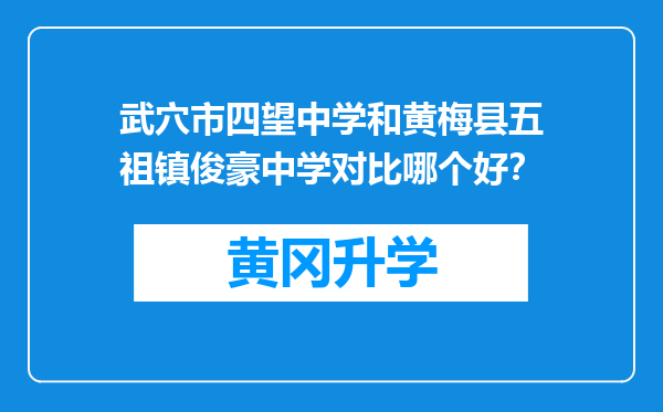 武穴市四望中学和黄梅县五祖镇俊豪中学对比哪个好？